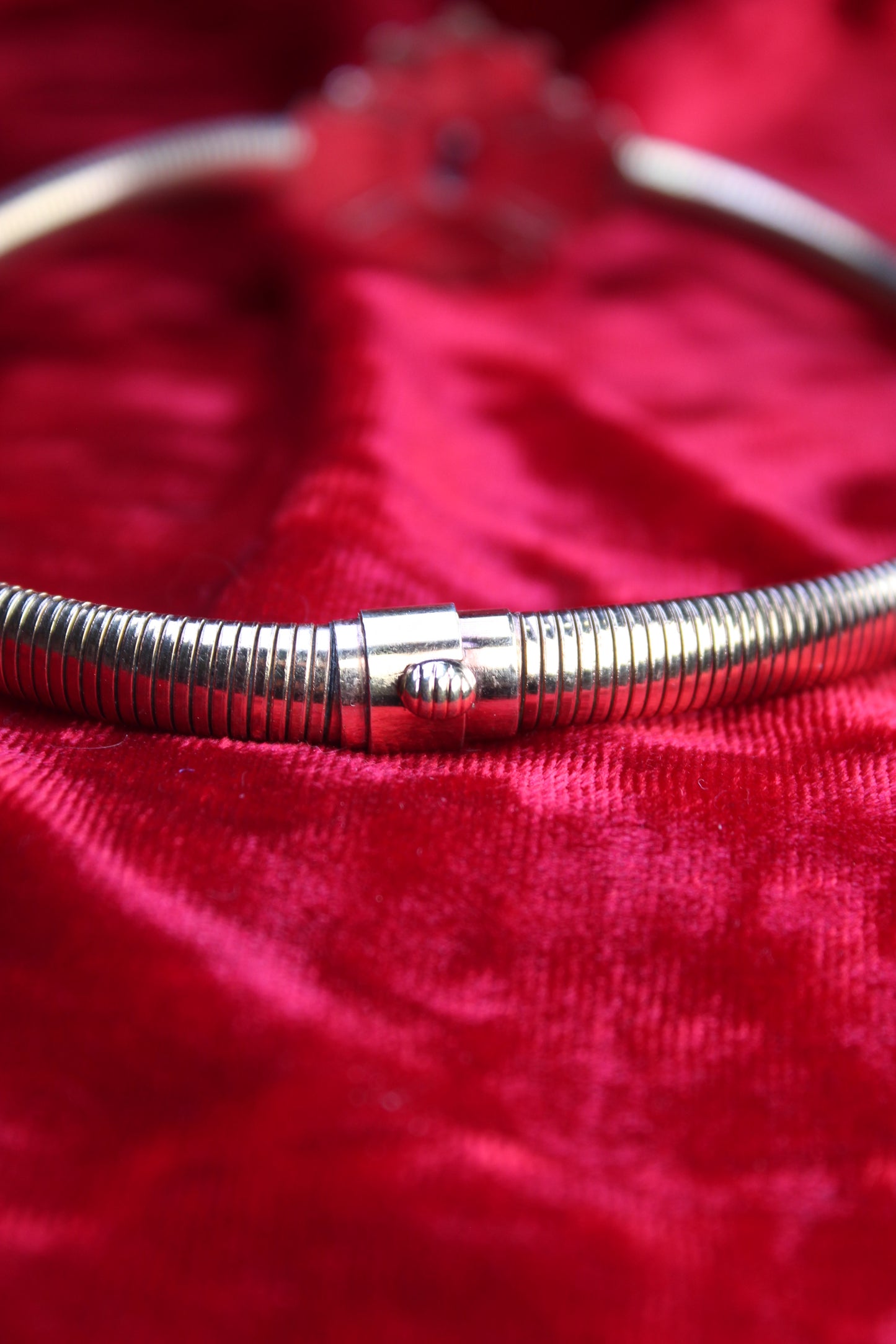 10K Gold Filled Choker Antique P.S. Co Necklace | Art Deco Blue Glass Snake Chain Collar c. 1920s