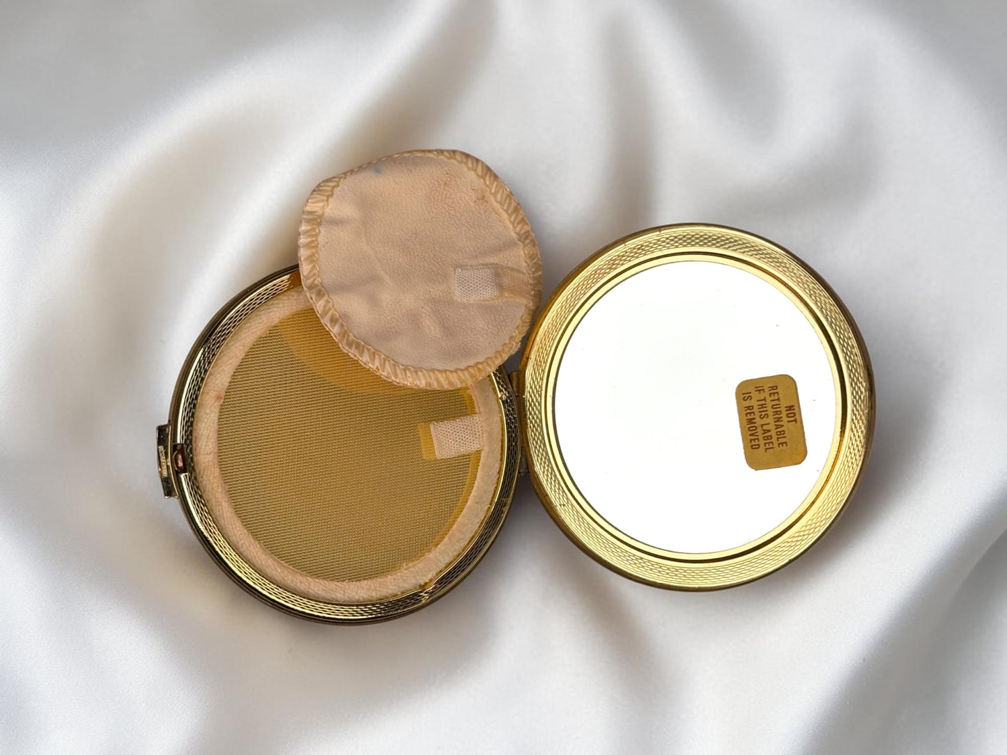 1940s Mosaic Glass Vanity Compact – Pink & Green Tile Design, Vintage Powder Compact
