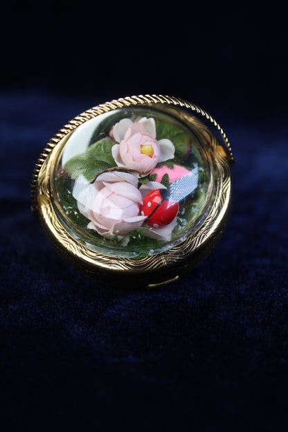 Rare 1940s new old Floral Basket Compact