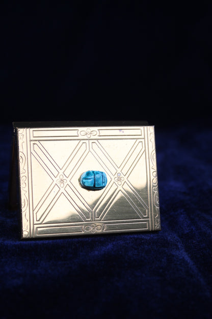 Vintage 1930s Fifth Avenue Powder Compact Scarab – Unused Art Deco Style Vanity Compact
