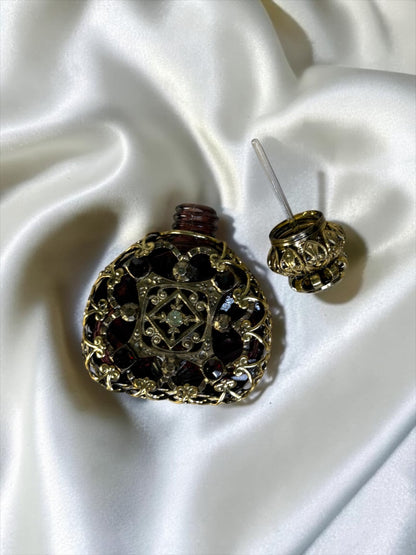 Rare Vintage Mini Filigree Perfume Bottle Czech c. 1930s–1940s
