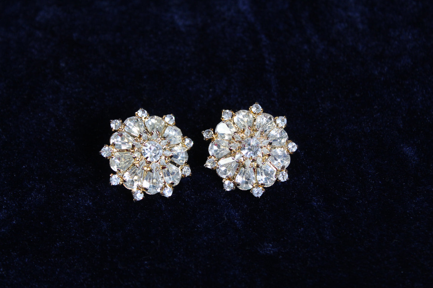 Iridescent 10k Gold Filled Statement Earrings Vintage Glamour Pair