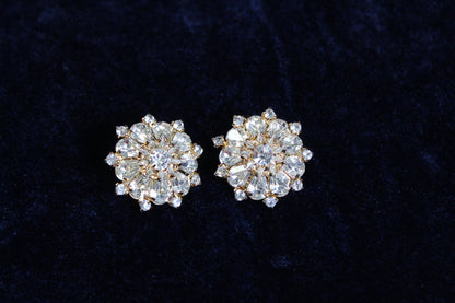 Iridescent 10k Gold Filled Statement Earrings Vintage Glamour Pair