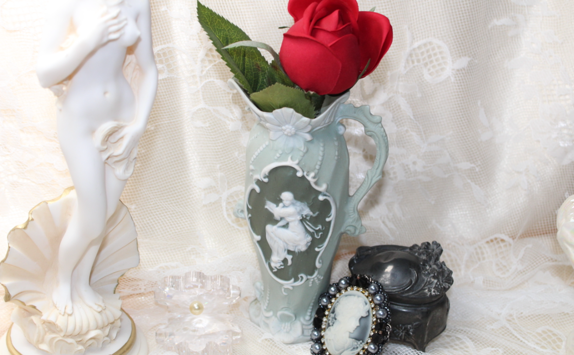 Rare Sage Green Jasperware-Style Art Deco Vase