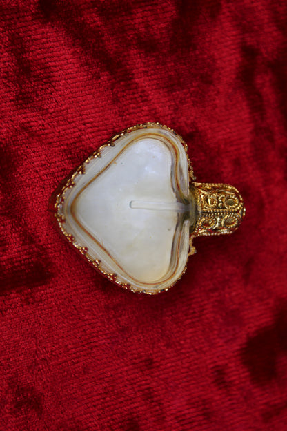 Rare Mini Austrian Heart Perfume Bottle Gold Filigree & Petit Point c. 1930s–1940s