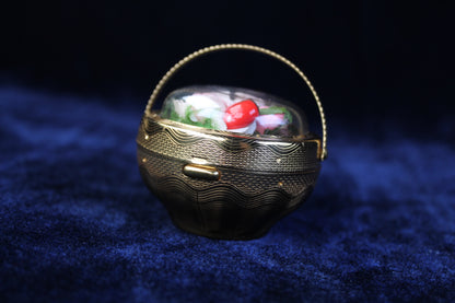 Rare 1940s new old Floral Basket Compact