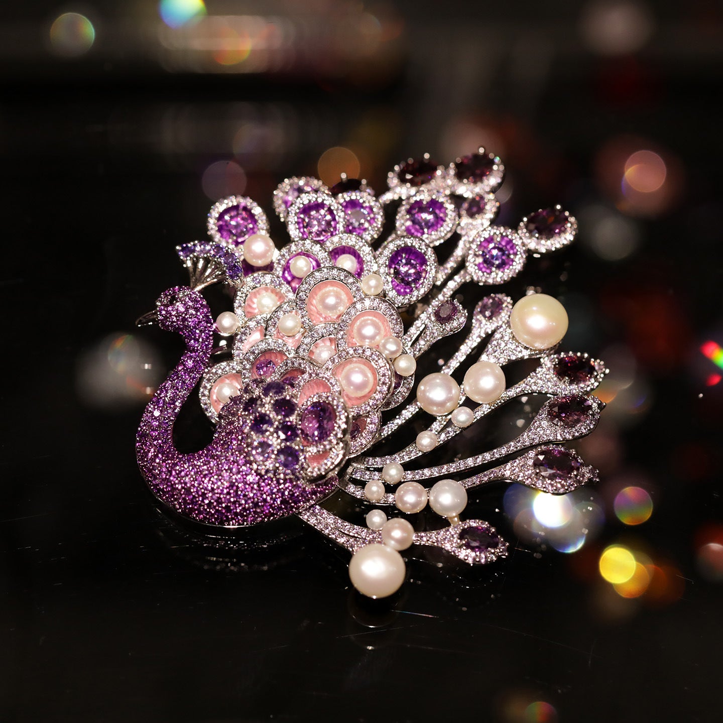 Alloy Freshwater Pearl Peacock Brooch