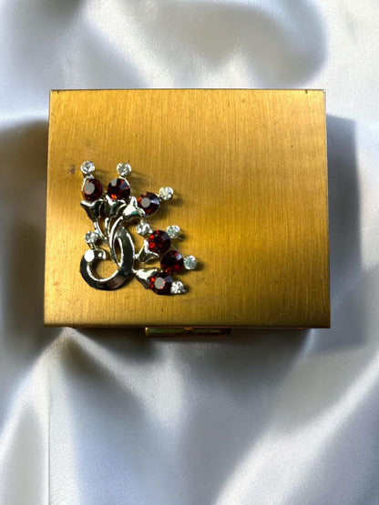 Vintage S.F. Co. Fifth Avenue Gold Tone Compact | 1950s Rhinestone Powder Compact