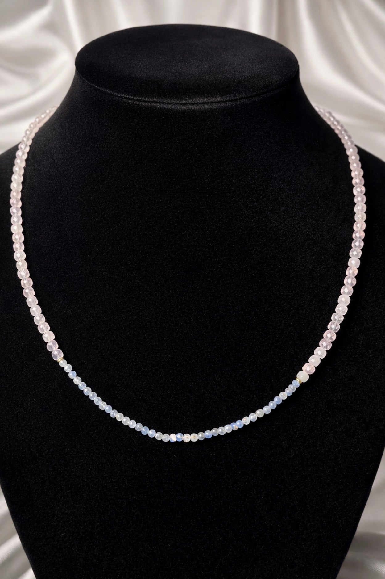 Blue rose crescent Necklace