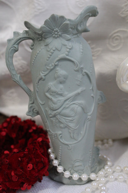 Rare Sage Green Jasperware-Style Art Deco Vase