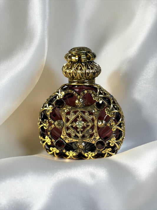 Rare Vintage Mini Filigree Perfume Bottle Czech c. 1930s–1940s