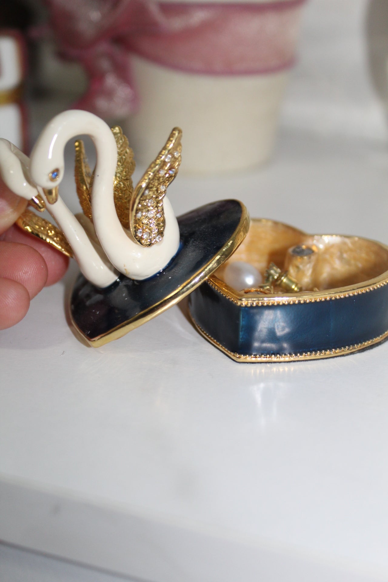 Swan Trinket Box | Vintage-Style Jewelry Holder