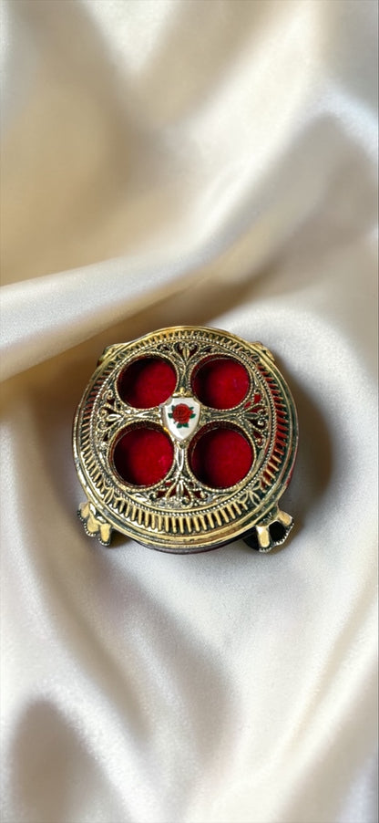 Thee Enchanted Rose vintage Hollywood lipstick holder with red velvet interior ￼