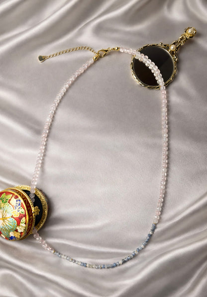 Blue rose crescent Necklace