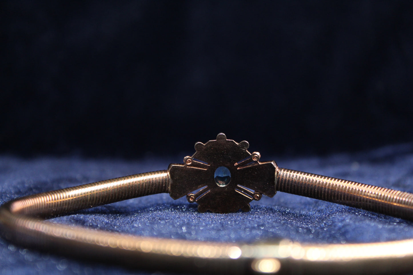 10K Gold Filled Choker Antique P.S. Co Necklace | Art Deco Blue Glass Snake Chain Collar c. 1920s