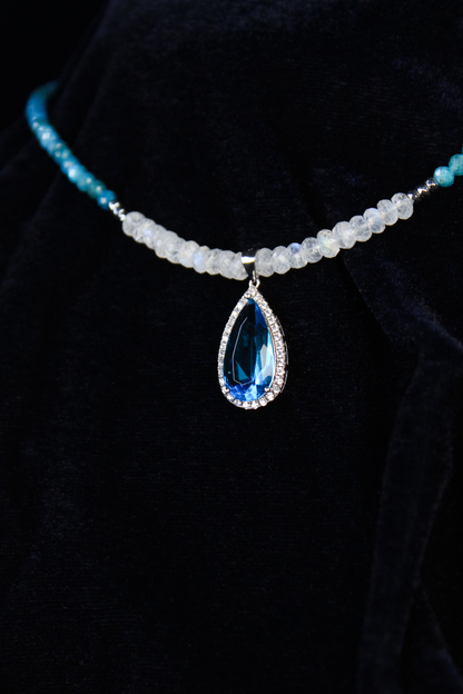 Blue Apatite & Moonstone Necklace in Sterling Silver