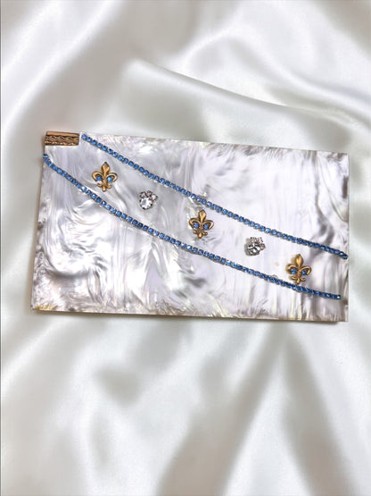 1940s Volupte Carryall Purse Compact – Lucite & Rhinestone