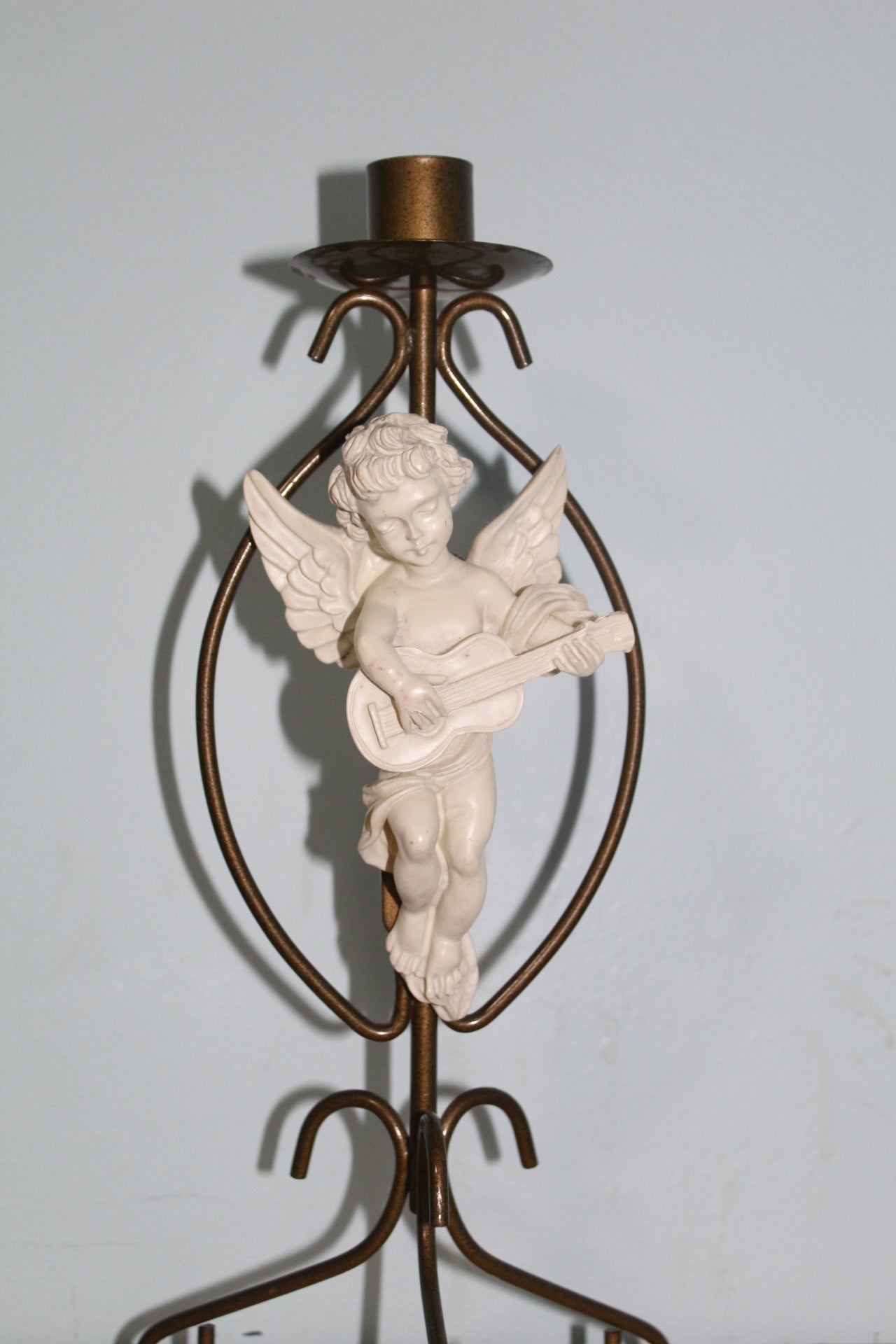 Vintage Brass Cherub Candle Holders Set of Two Angel Figurines