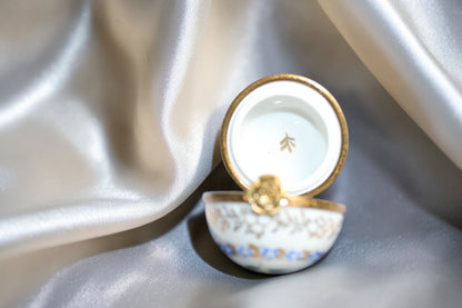 Parisian Blossom Egg Limoges France Hand-Painted Trinket Box