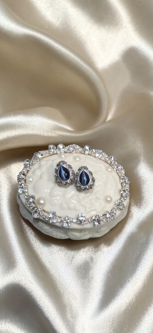 Blue Fire Vintage Earrings Midnight Glow Statement Pair