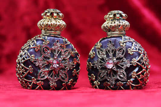 Rare Matched Set of Vintage Filigree Perfume Bottles Czech c. 1930s–1940s
