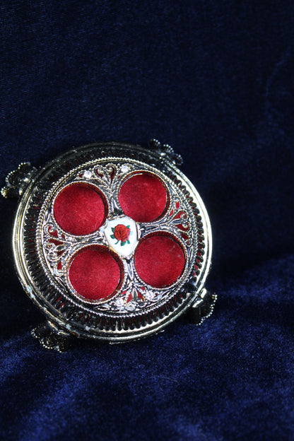 Thee Enchanted Rose vintage Hollywood lipstick holder with red velvet interior ￼