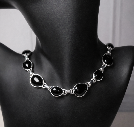 Vintage Black Stone Napier Necklace