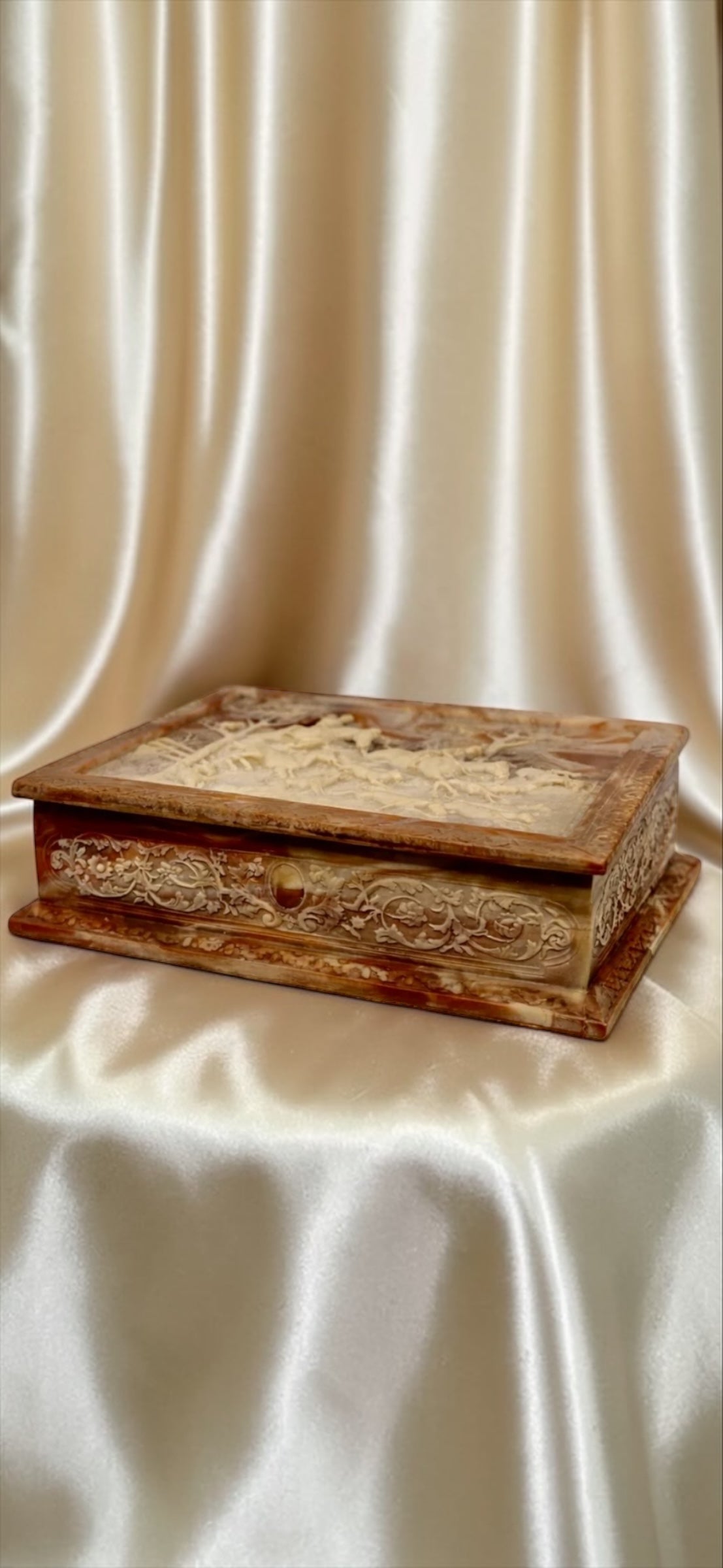 One-of-One Hand-Carved Incolay Stone Jewelry Box