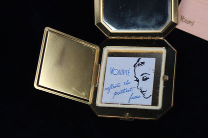 1950s Volupte Compact – New Old Stock in Box, Unused with Original Ad Insert