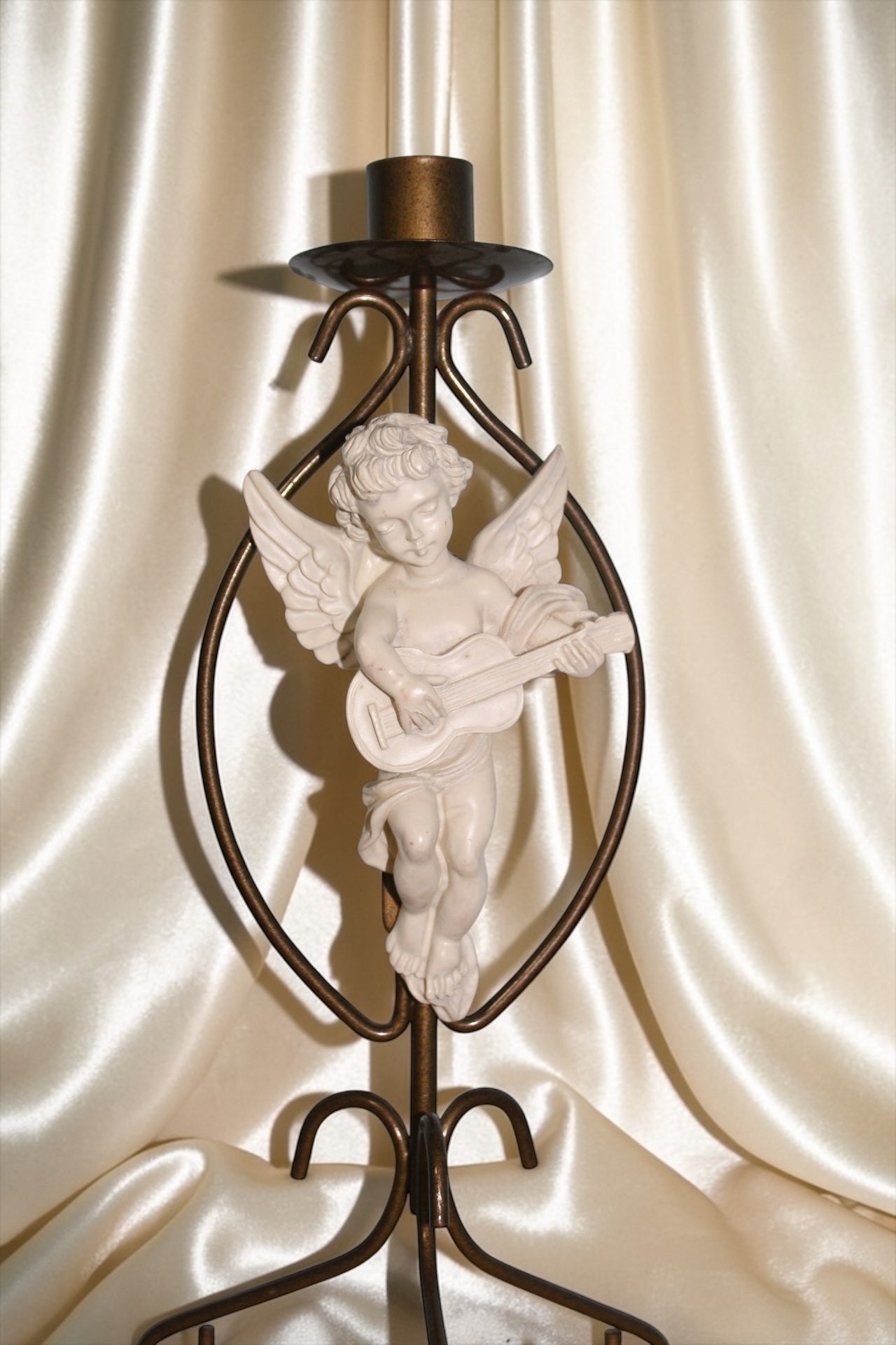 Vintage Brass Cherub Candle Holders Set of Two Angel Figurines
