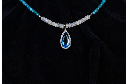 Blue Apatite & Moonstone Necklace in Sterling Silver
