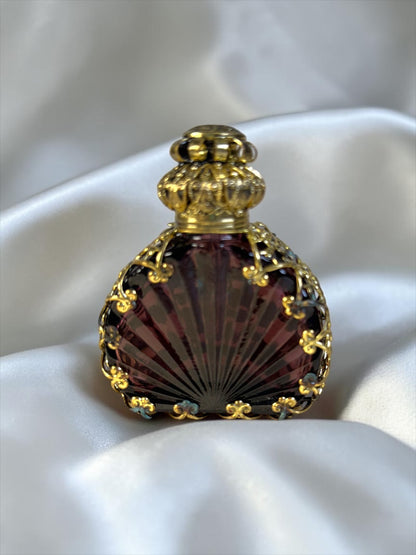 Rare Vintage Mini Filigree Perfume Bottle Czech c. 1930s–1940s