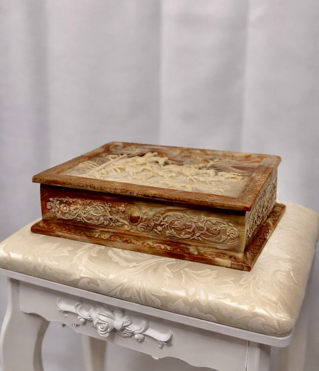 One-of-One Hand-Carved Incolay Stone Jewelry Box