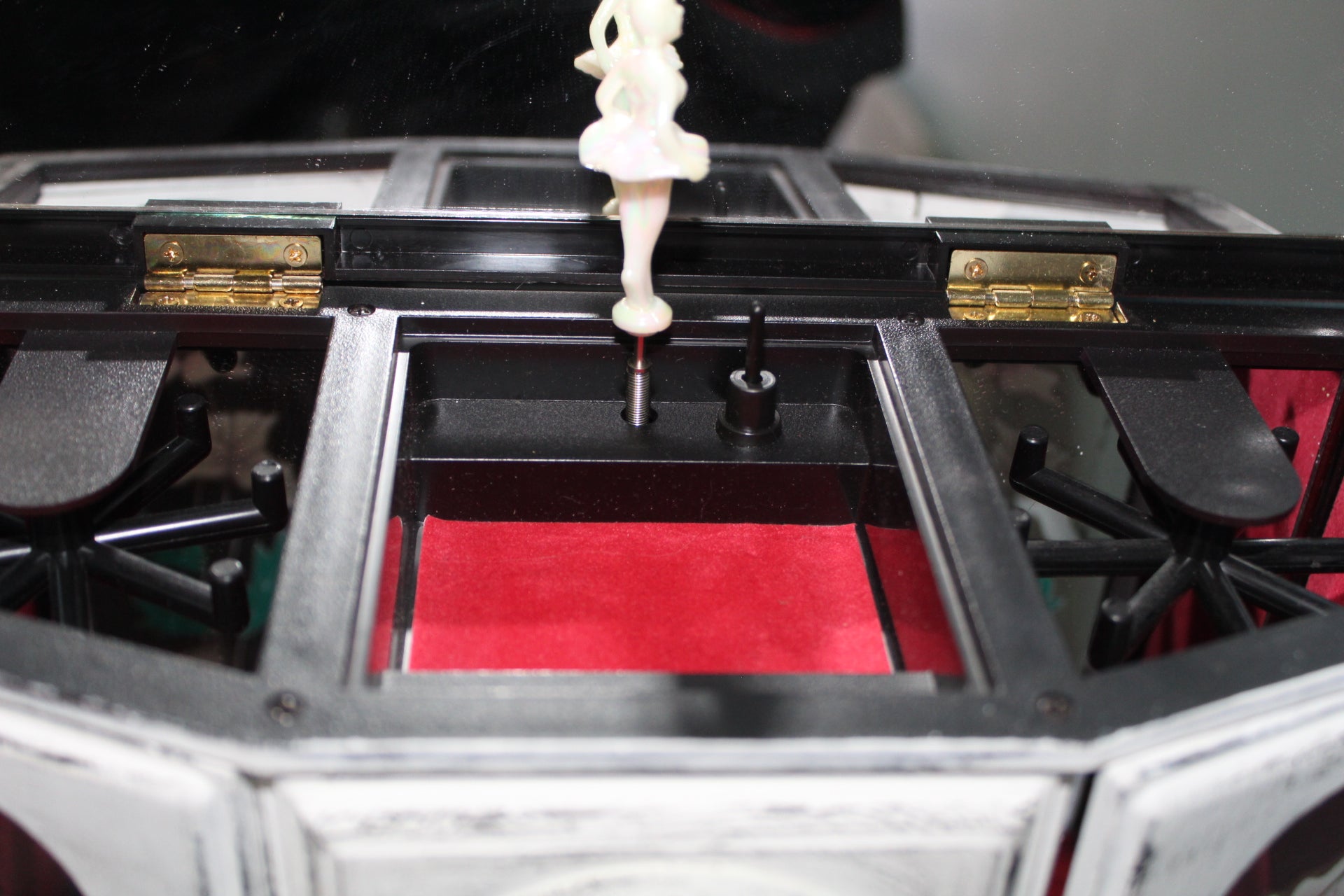 Vintage Shabby Chic Ballerina Music Jewelry box Cabinet | Rare Rotating Ballet Jewelry Armoire