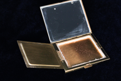 Vintage Mid-Century Coral & Faux Pearl Mosaic Powder Compact Mirror | Gold Tone