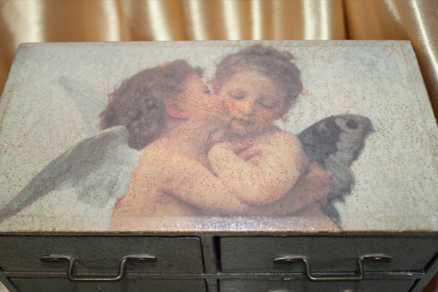 Vintage Cherub Drawer Chest | Romantic Angel Keepsake Storage Cabinet
