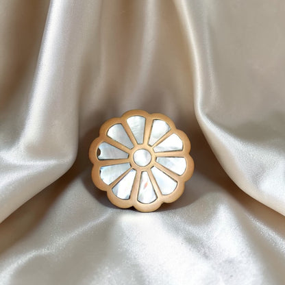 Moonlight Daisy Mother of Pearl Brass Ring Box