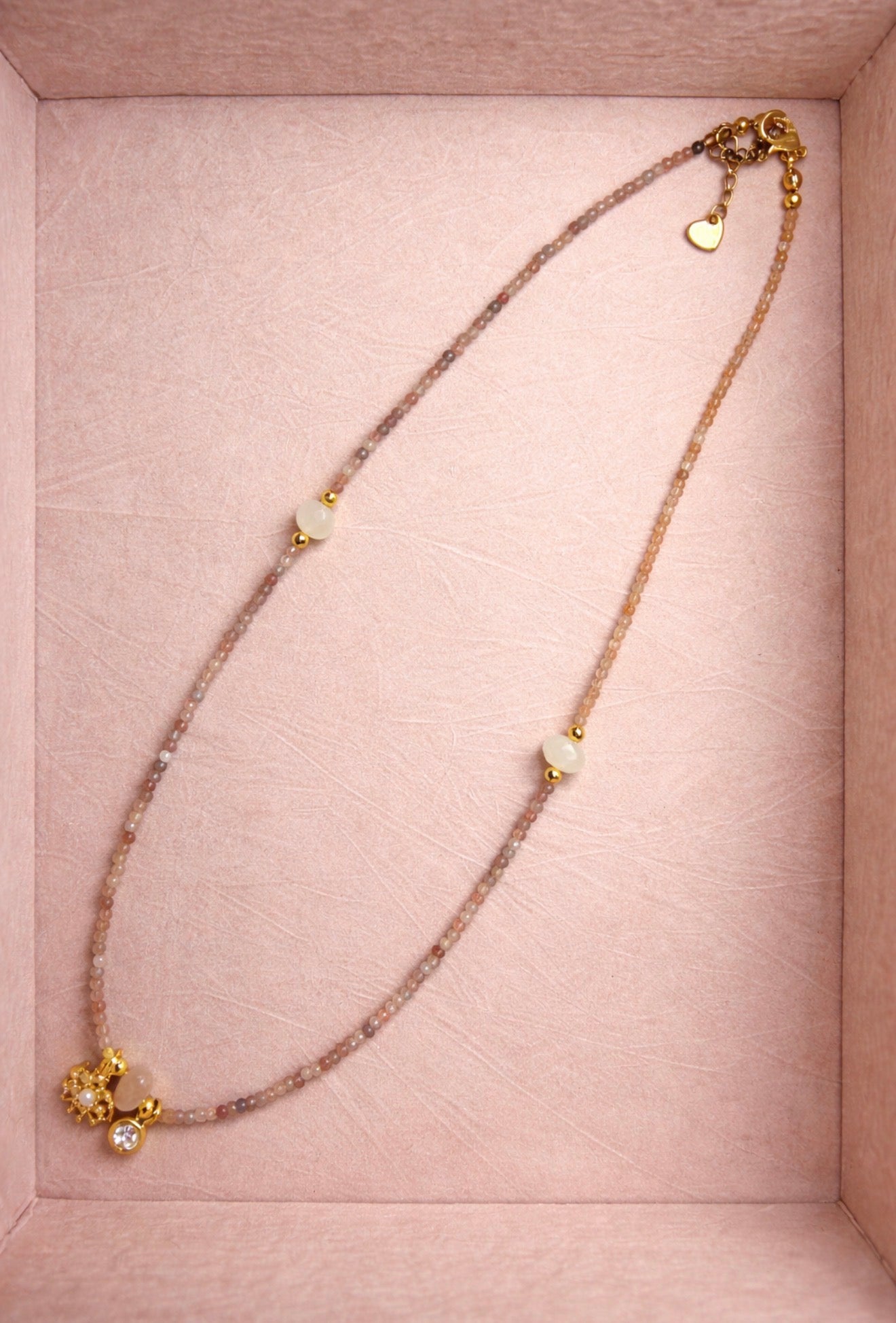 Sun & blush sunstone and rose qaurtz necklace