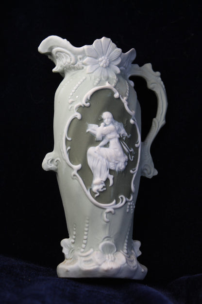 Rare Sage Green Jasperware-Style Art Deco Vase