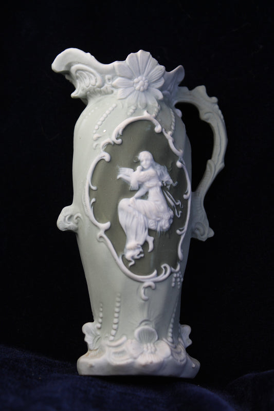 Rare Sage Green Jasperware-Style Art Deco Vase