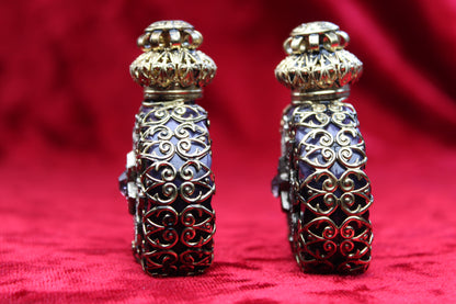 Rare Matched Set of Vintage Filigree Perfume Bottles Czech c. 1930s–1940s