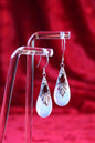 Vintage Czech Garnet & Opalite Teardrop Earrings | Sterling Silver Art Nouveau Style Dangle Earrings