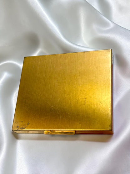 Vintage Ritz Rhinestone Flower Compact | 1950s Gold Tone Powder Compact