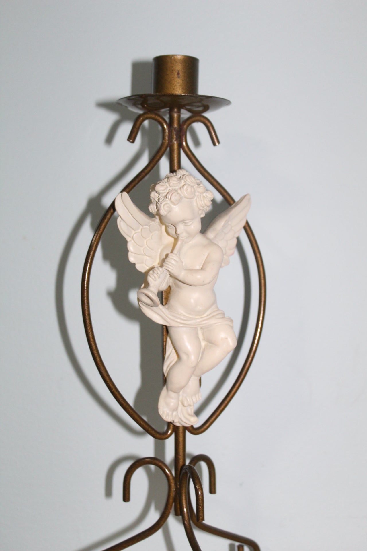 Vintage Brass Cherub Candle Holders Set of Two Angel Figurines