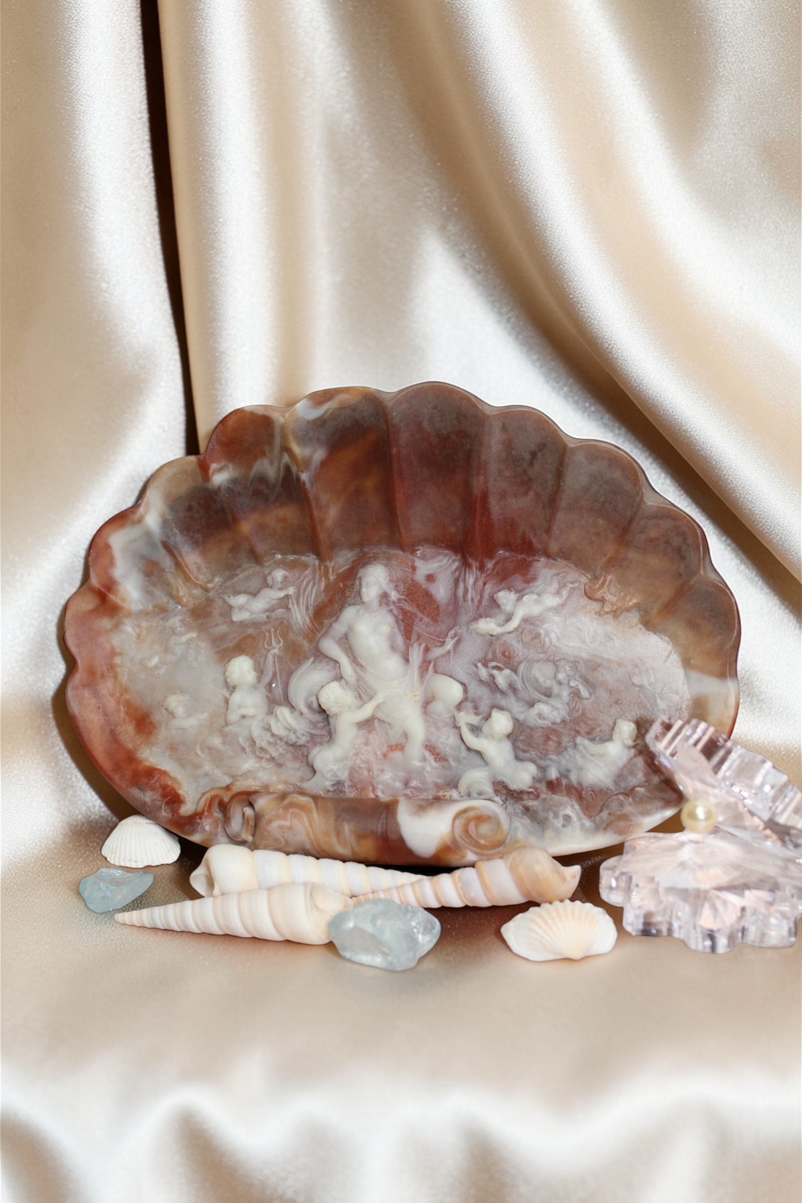 Goddess of the Sea vintage Incolay Jewelry dish