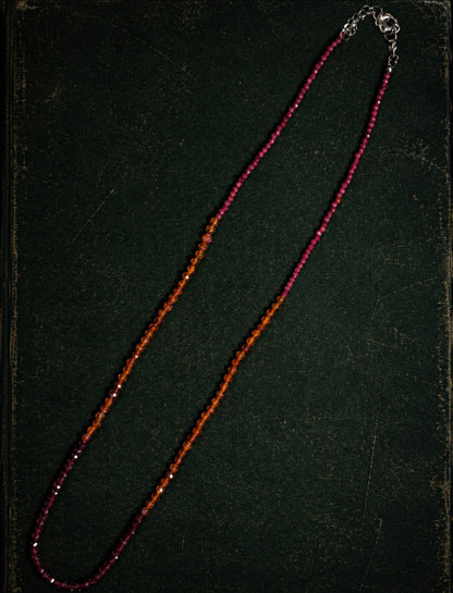 Crimson rainbow- Natural Ruby Hessonite Garnet and Red Garnet Necklace