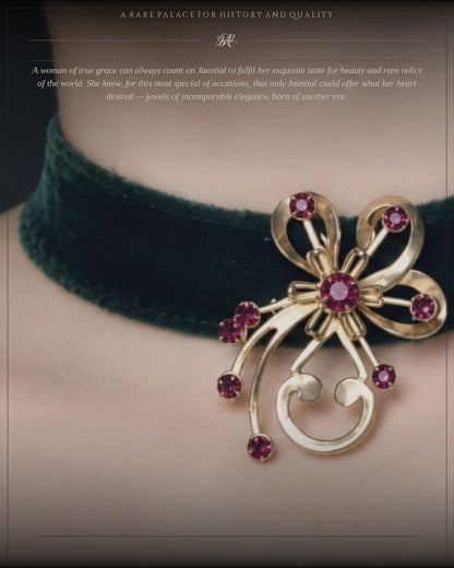 1940s red cosmic brooch, earring & pendant
