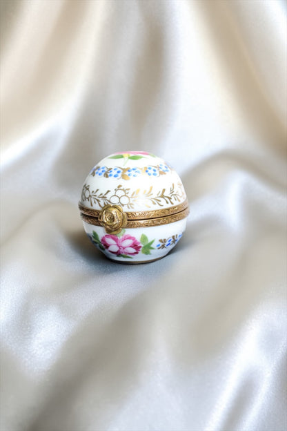 Parisian Blossom Egg Limoges France Hand-Painted Trinket Box