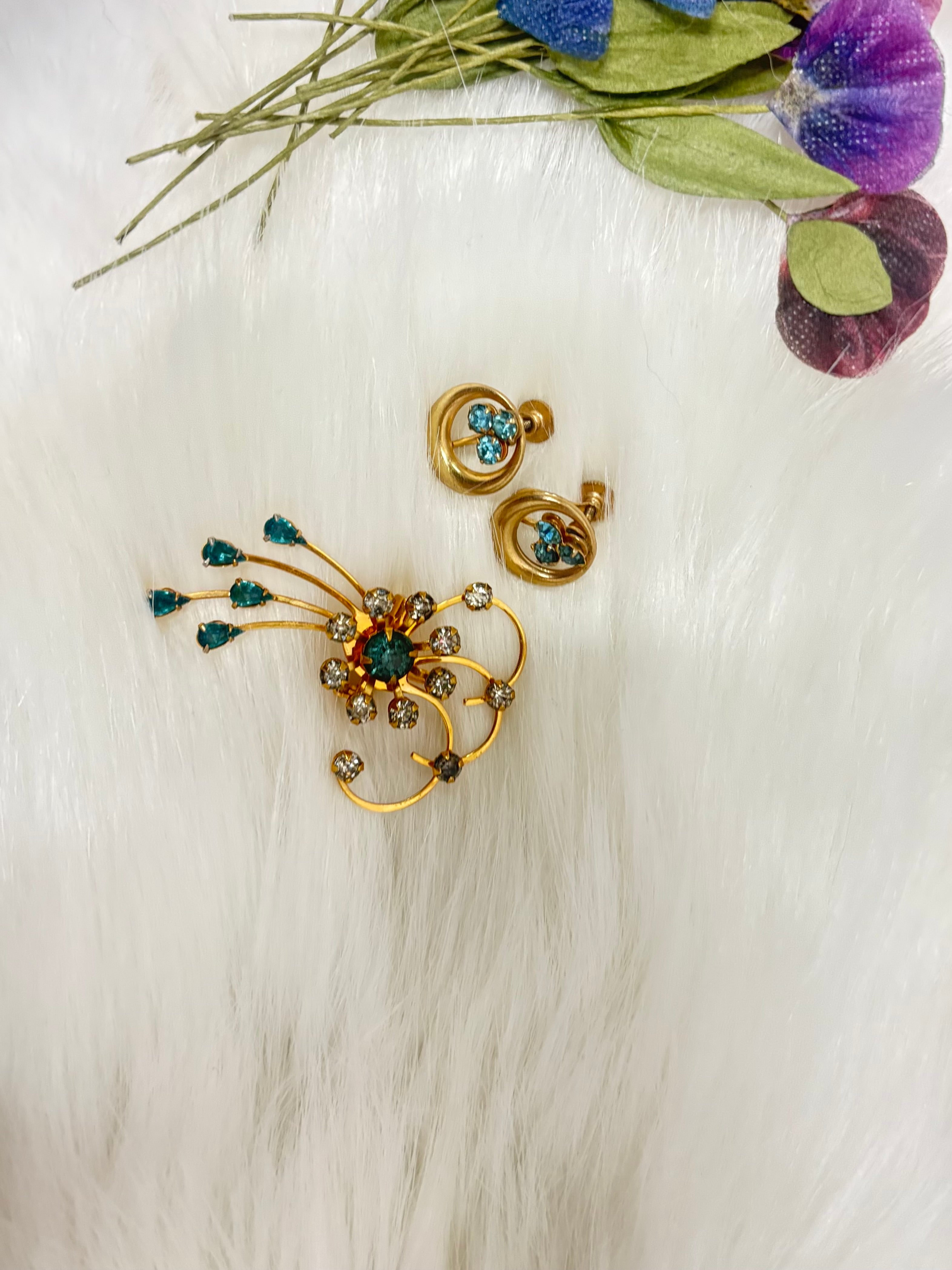 1950’s Starburst Brooch & Earring Set