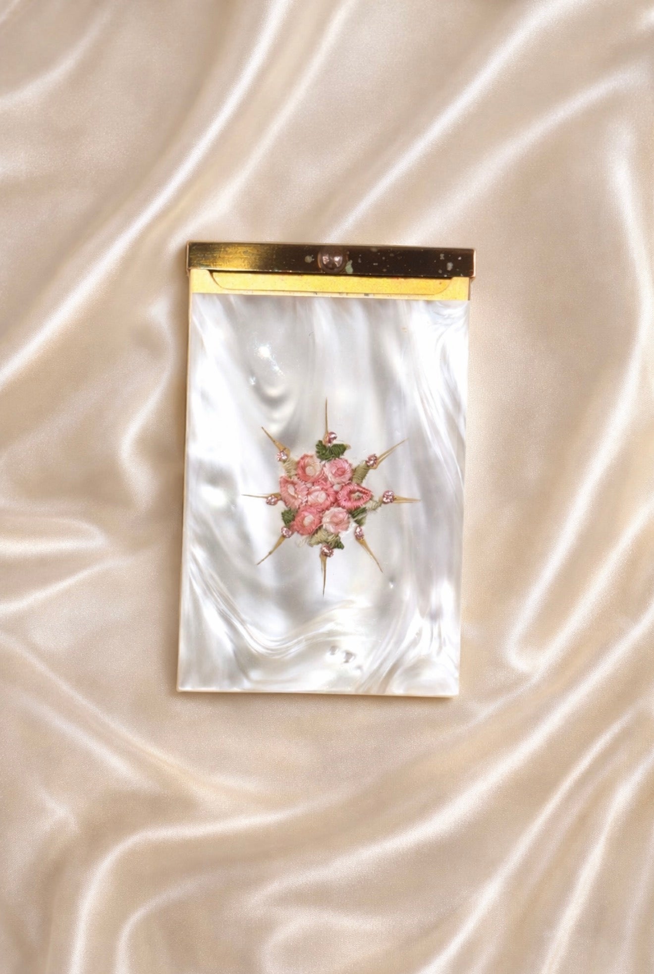 Unused 1950s Lucite Card holder and Power Compact set  (Mid-Century)